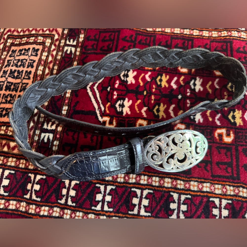 Brighton Braided Leather Belt with Silver-tone Buckle